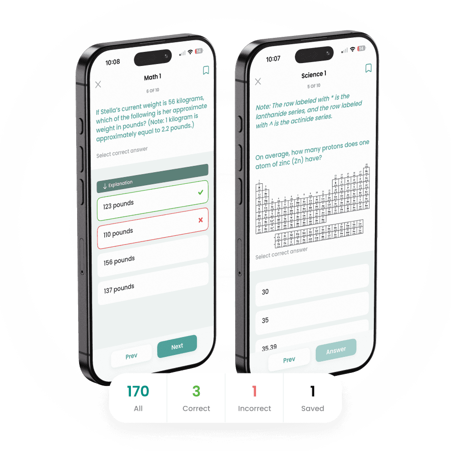 Missed and saved ATI TEAS questions review flow