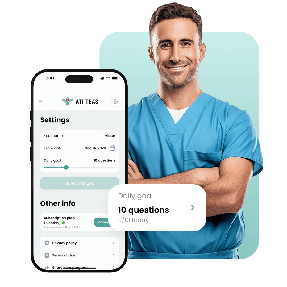 Daily ATI TEAS goals and streak tracking screen